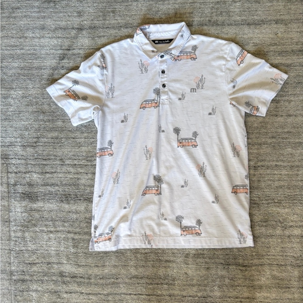 TravisMathew Four Wheeling Piqué Polo – Vintage Car Print
